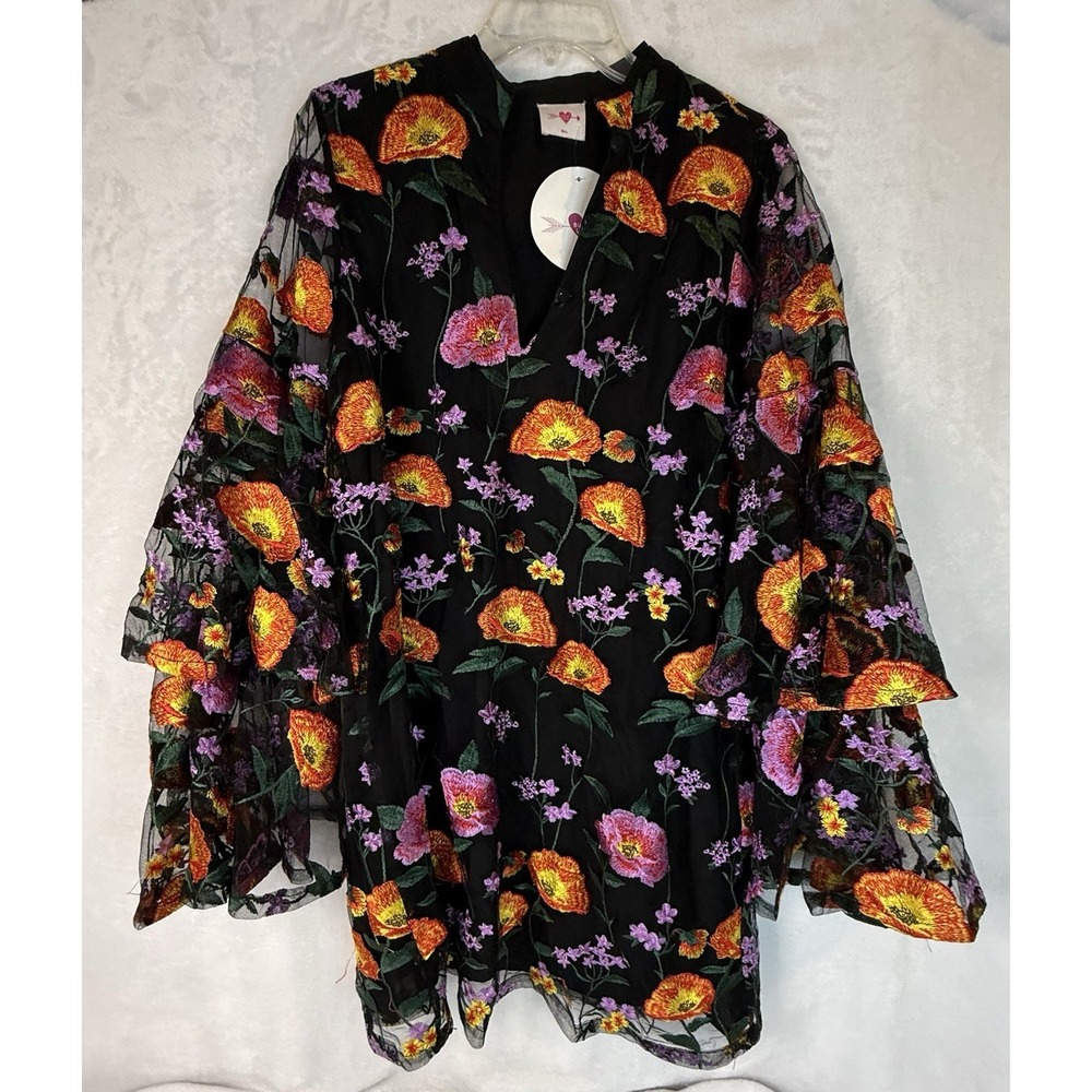 Buddy Love Gayle Westwind NWT embroidered floral mesh mini dress S